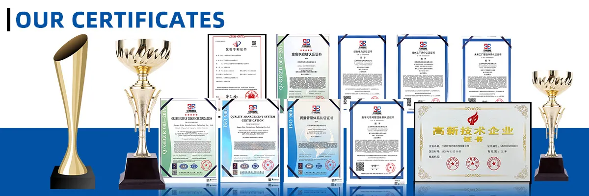 Wall display of company certification documents